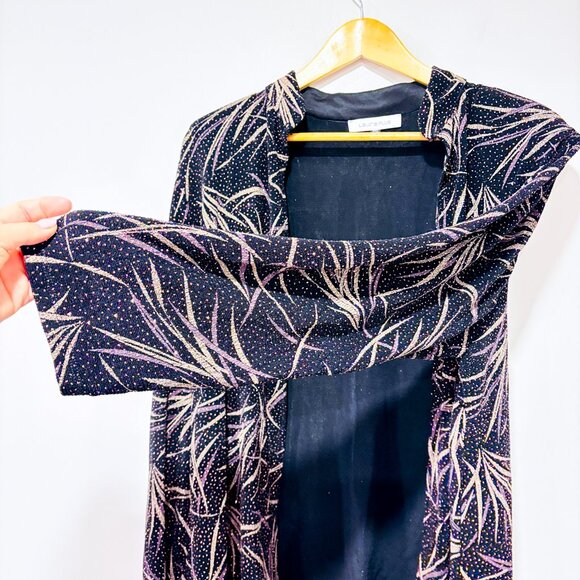 LAURA Black Purple Sparkle Chic Open Front Cardigan | 1X * - Picture 6 of 7
